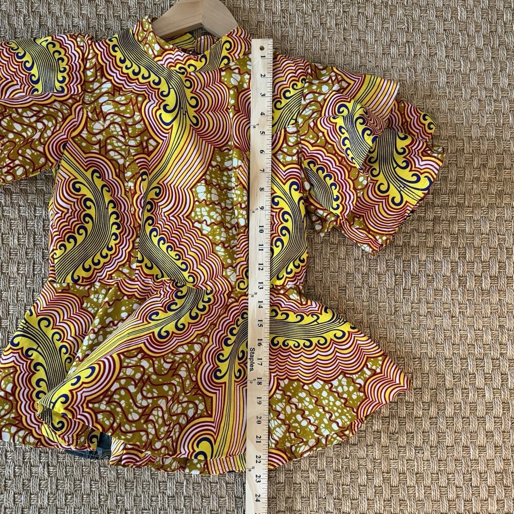 Handmade 100% Cotton Wax Block Print Peplum Top Women’s Size Small - Picture 16 of 16